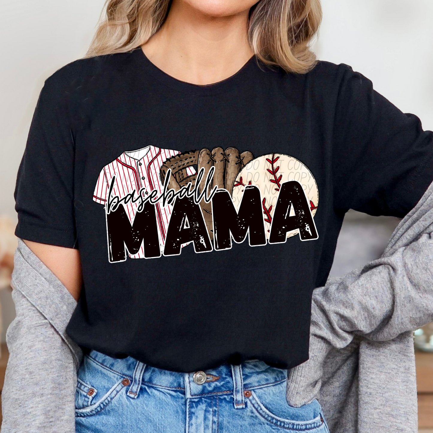 Baseball Mama Red DTF Transfer
