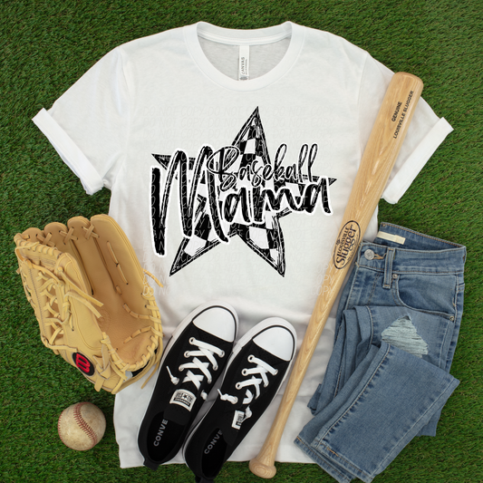 Baseball Mama Star Black DTF Transfer