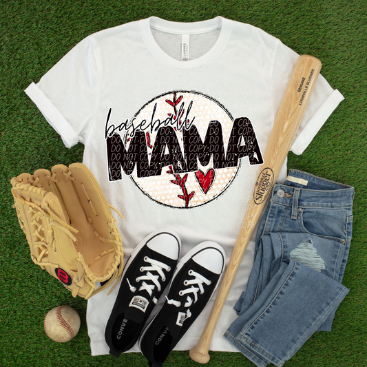 Baseball Mama With Heart DTF Transfer