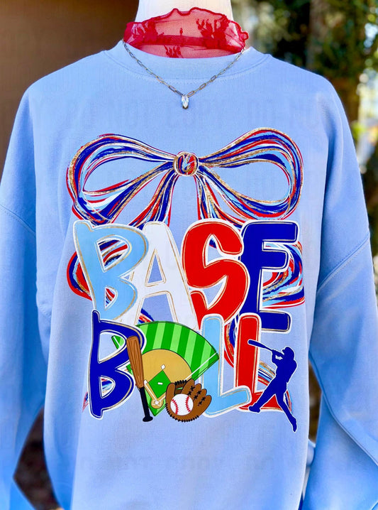 Baseball Coquette Bow Gildan Sweatshirt