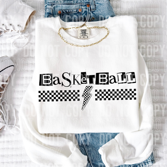 Basketball Checkered Bolt Word DTF Transfer