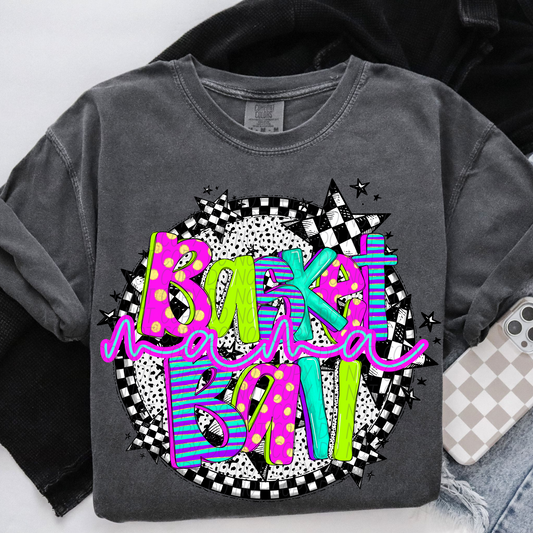 Basketball Mama Neon Checker DTF Transfer