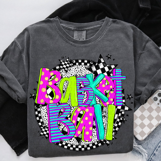Basketball Neon Checker DTF Transfer