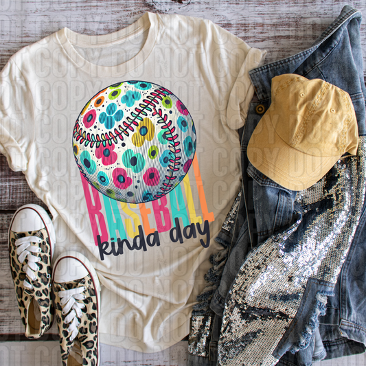 Baseball Kinda Day Floral DTF Transfer