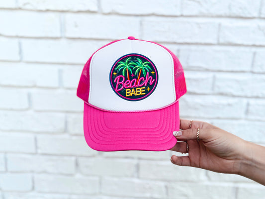 Beach Babe With Palm Trees Hat Patch DTF Transfer