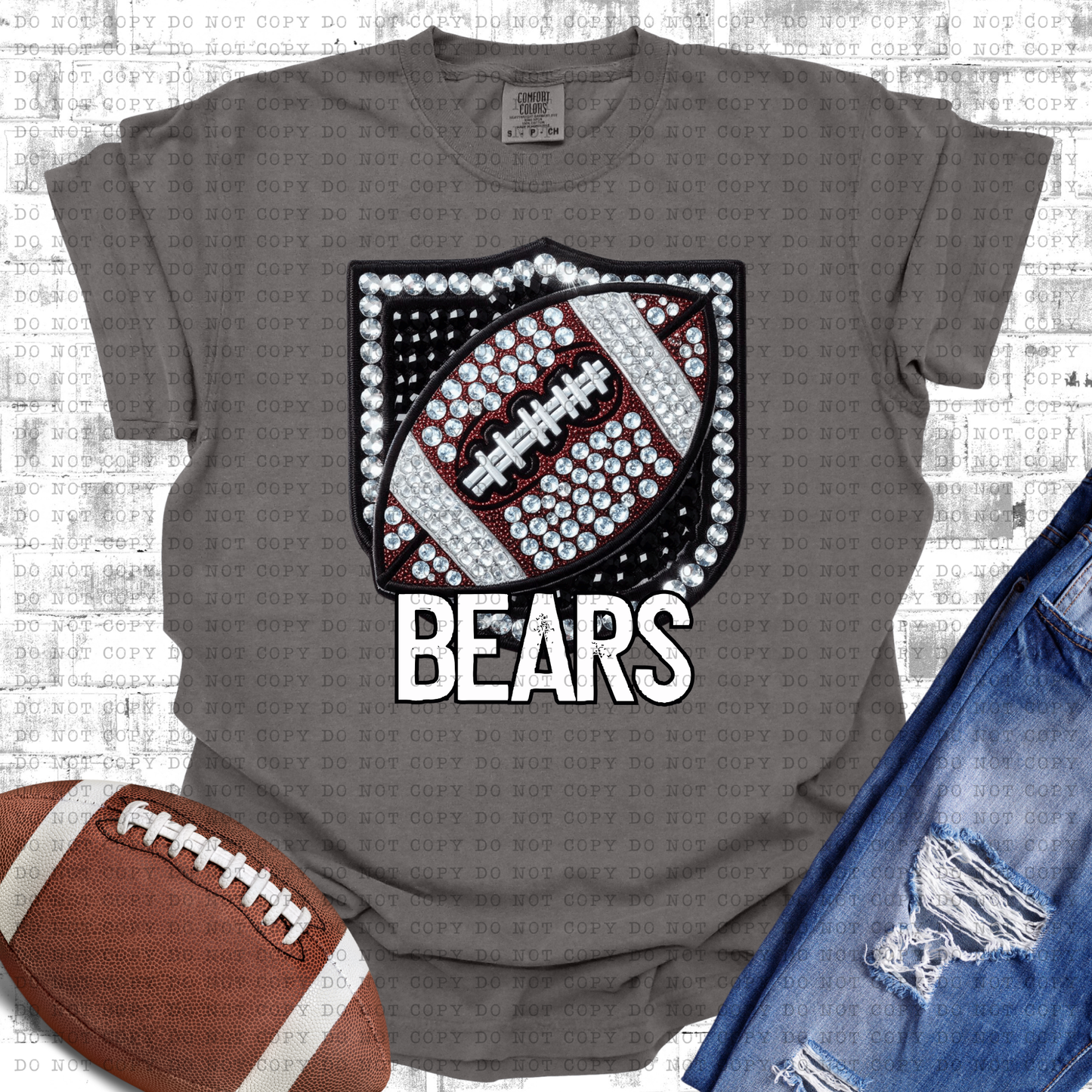 Bears Bejeweled Football Mascot DTF Transfer