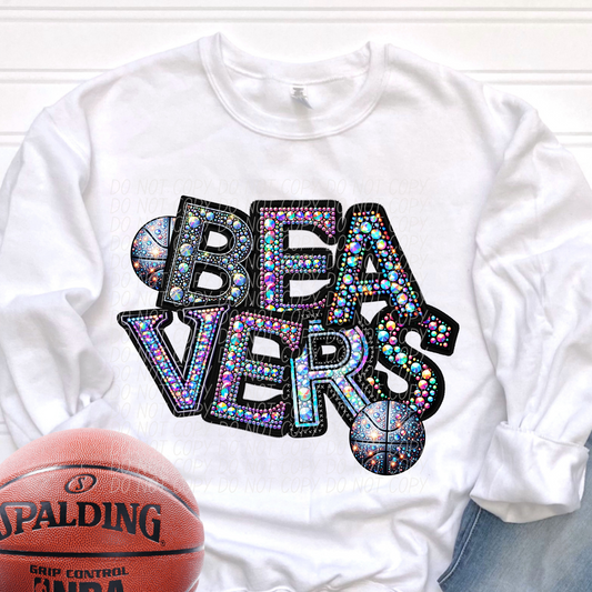 Beavers Rhinestone Basketball Mascot DTF Transfer