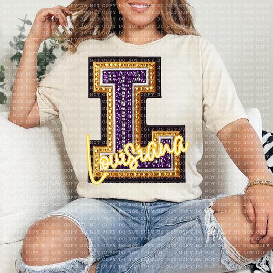 Louisiana Bejeweled State DTF Transfer
