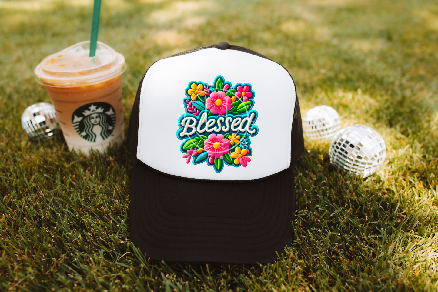 Blessed Bright Floral Hat Patch DTF Transfer