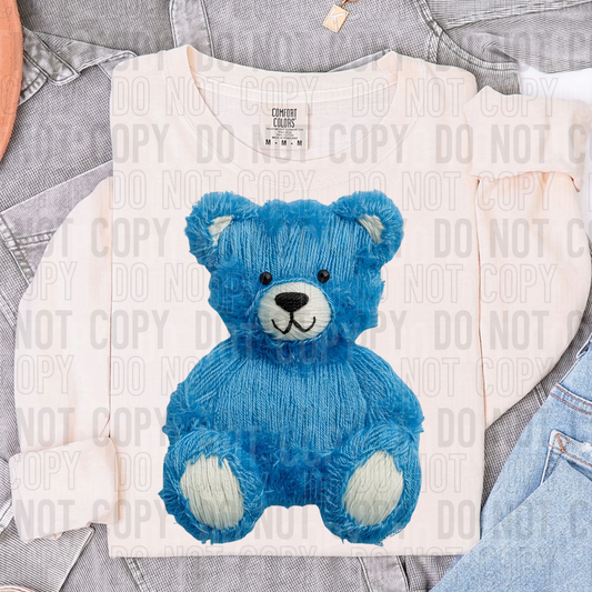 Blue Bear Yarn Faux DTF Transfer