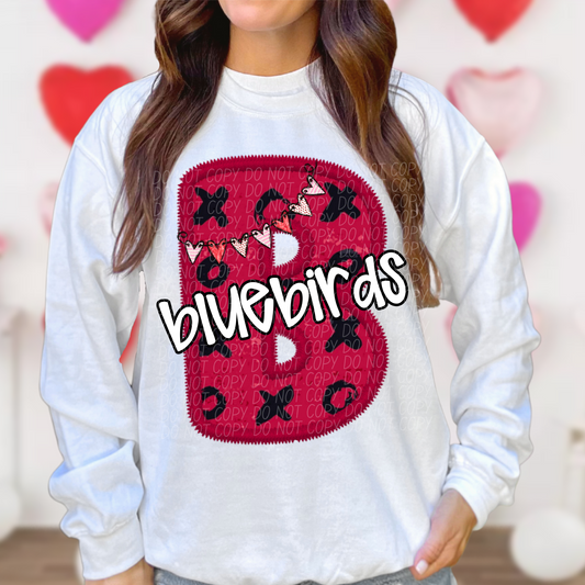 Blue Birds Valentine School Spirit DTF Transfer