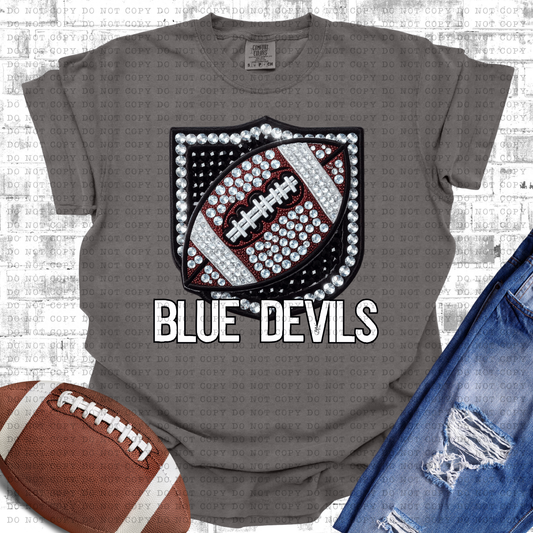 Blue Devils Bejeweled Football Mascot DTF Transfer