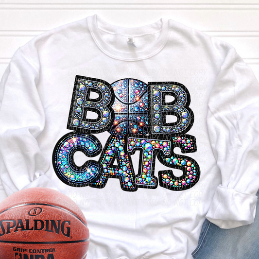 Bobcats Rhinestone Basketball Mascot DTF Transfer