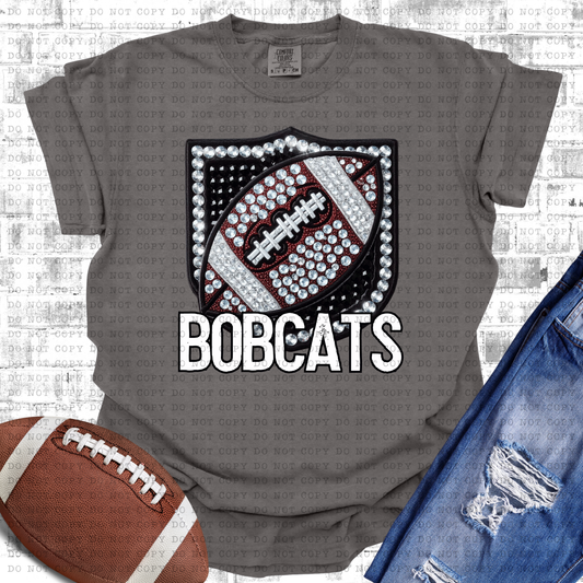 Bobcats Bejeweled Football Mascot DTF Transfer