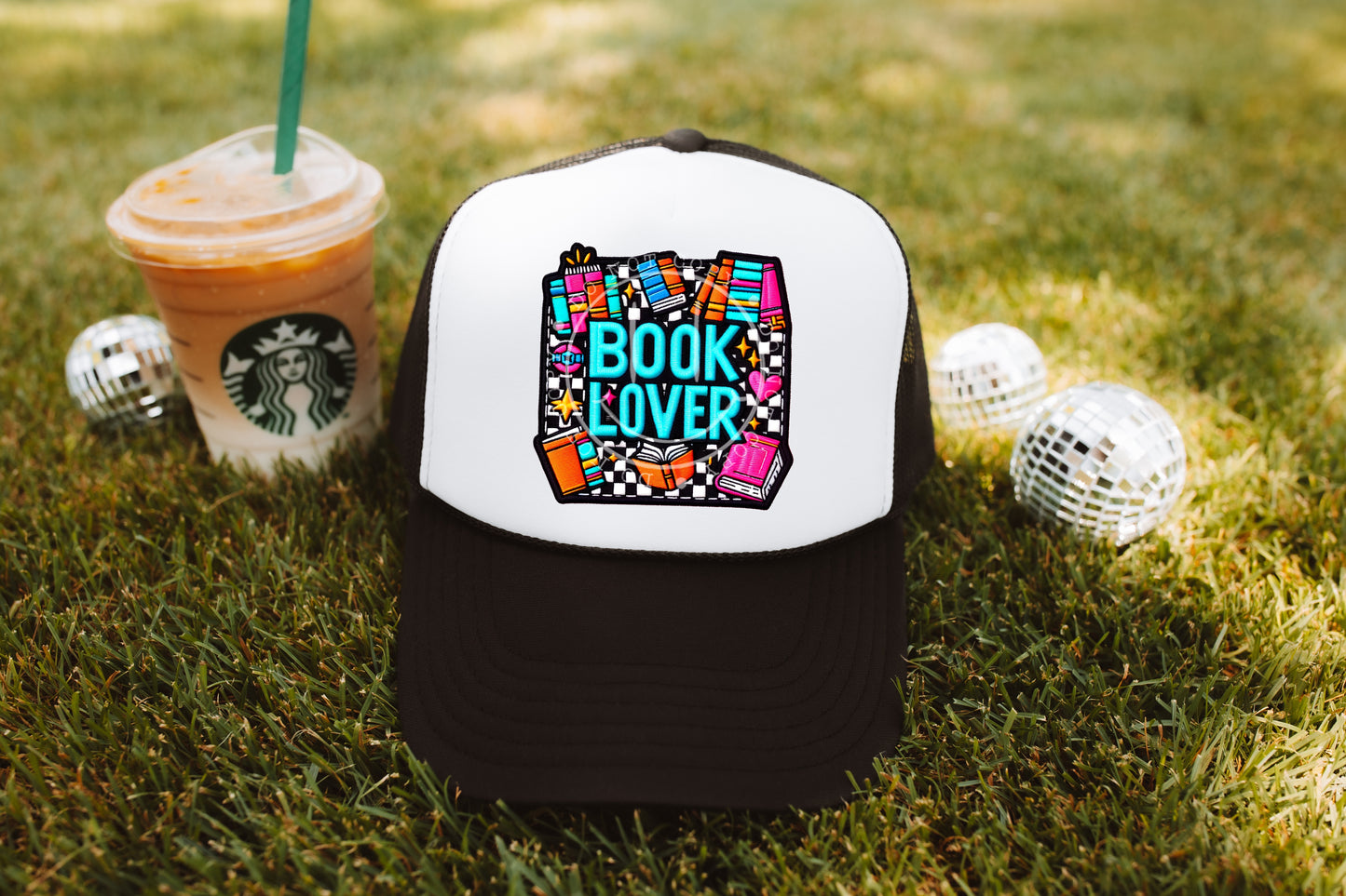 Book Lover Checkered Hat Patch DTF Transfer