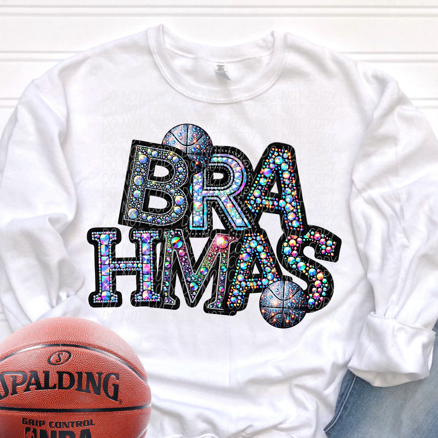 Brahmas Rhinestone Basketball Mascot DTF Transfer