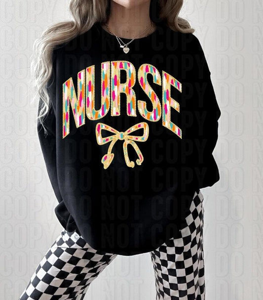 Nurse Bright Brush Bow DTF Transfer