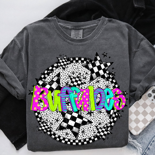 Buffaloes Mascot Neon Checker DTF Transfer