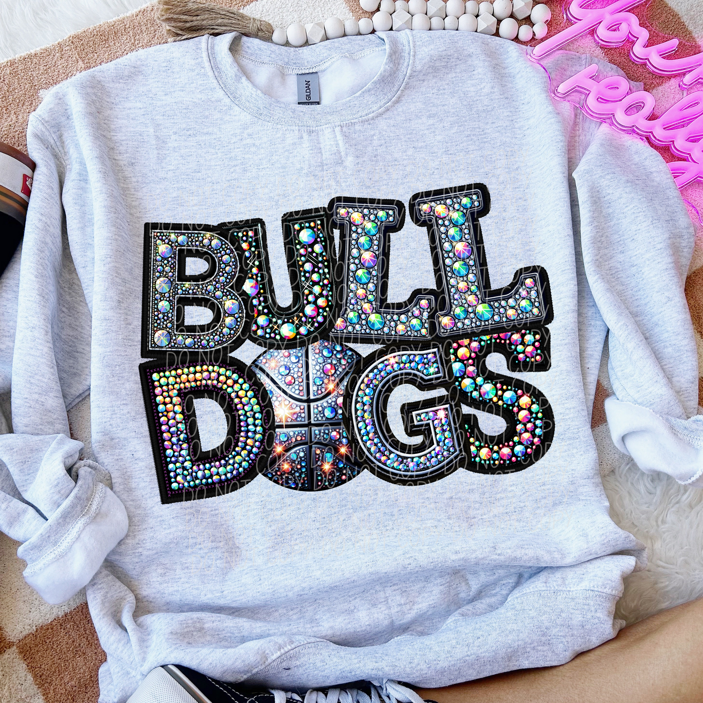 Bulldogs Rhinestone Basketball Mascot DTF Transfer