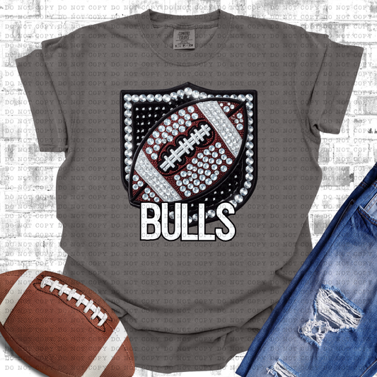 Bulls Bejeweled Football Mascot DTF Transfer