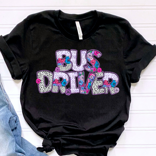 Bus Driver Pretty In Purple DTF Transfer