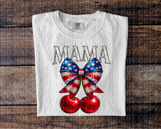 Mama Patriotic Coquette Cherries DTF Transfer