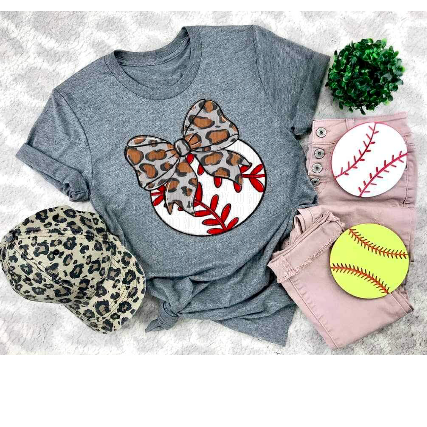Baseball Cheetah Bow DTF Transfer