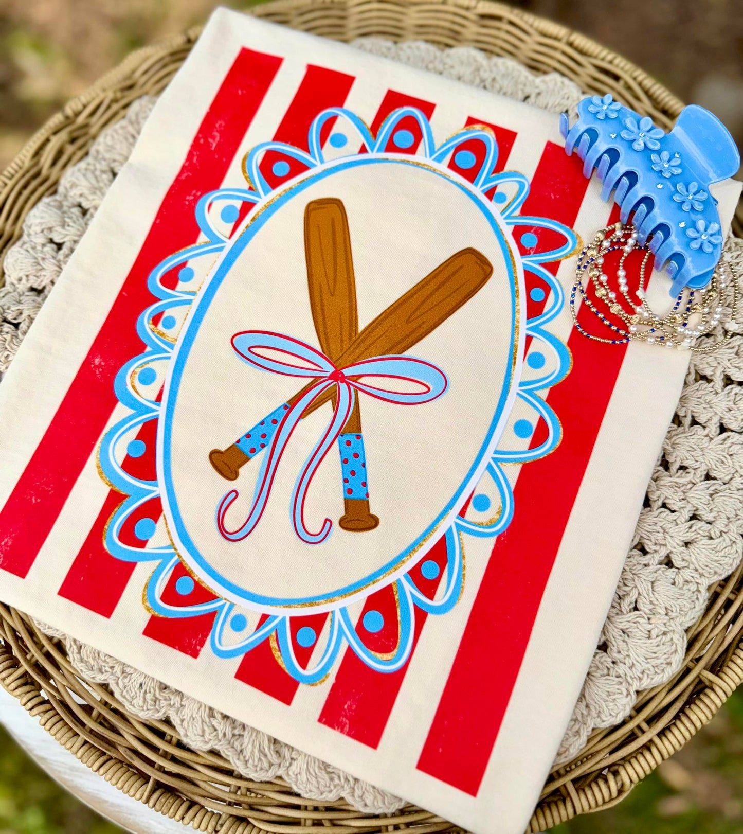 Baseball Coquette Preppy Stripes DTF Transfer