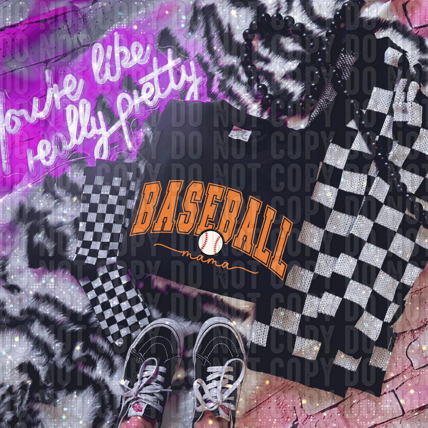 Baseball Mama Orange DTF Transfer