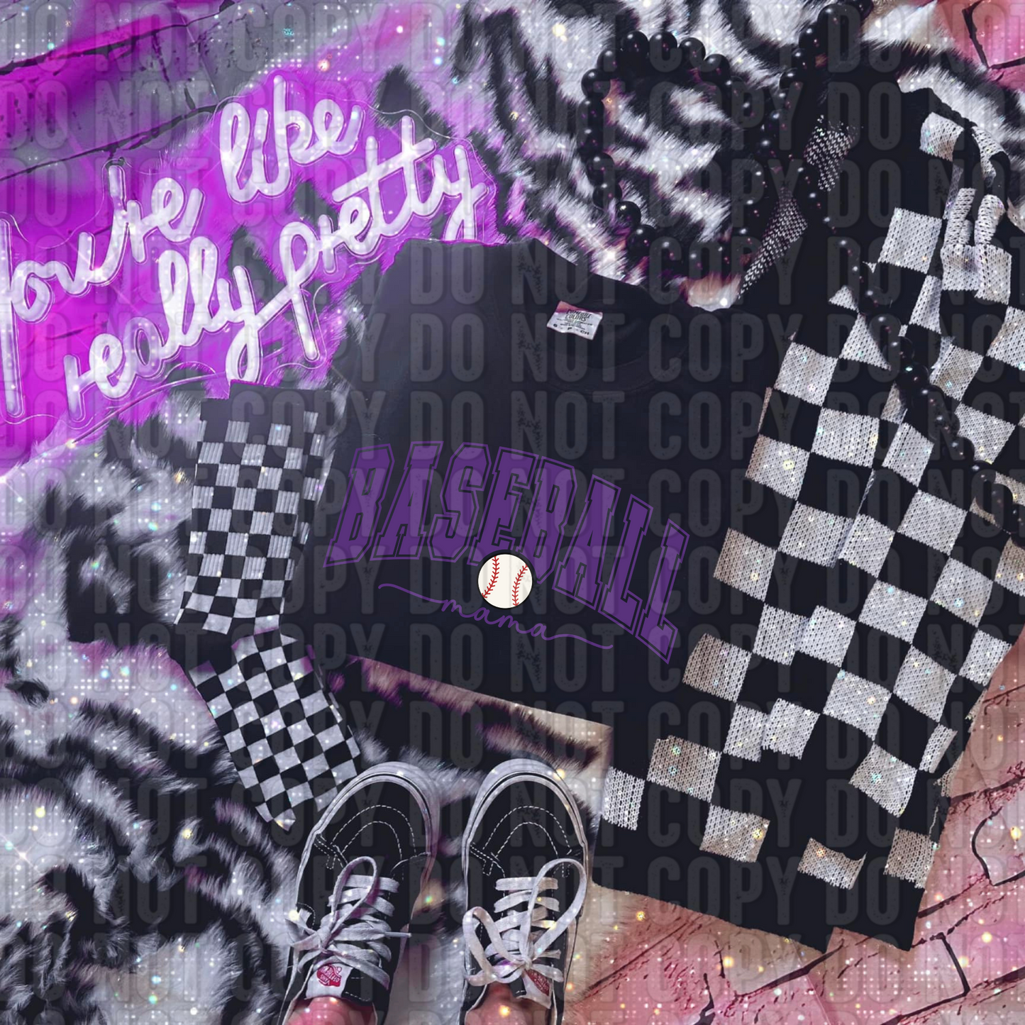 Baseball Mama Purple DTF Transfer