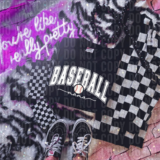 Baseball Mama White DTF Transfer