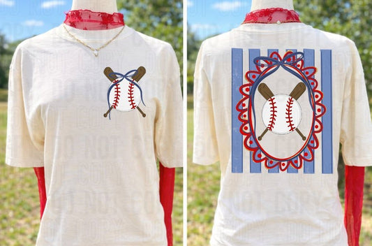 Baseball Stripes Coquette Front/Back DTF Transfer