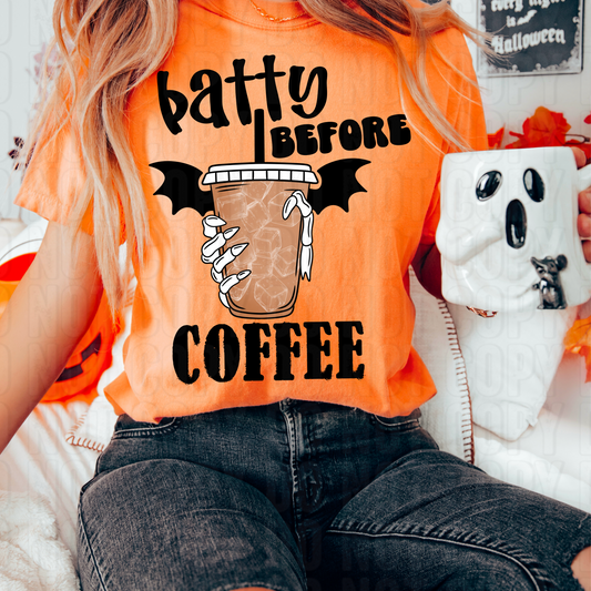 Batty Before Coffee DTF Transfer