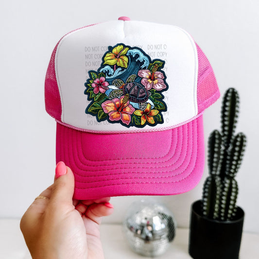 Beachy Turtle Hat Patch DTF Transfer