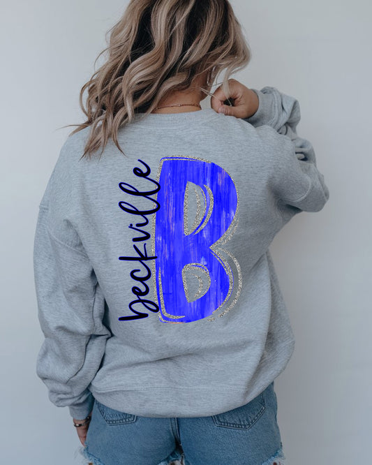Beckville Black Painted Letter B Royal Blue DTF Transfer