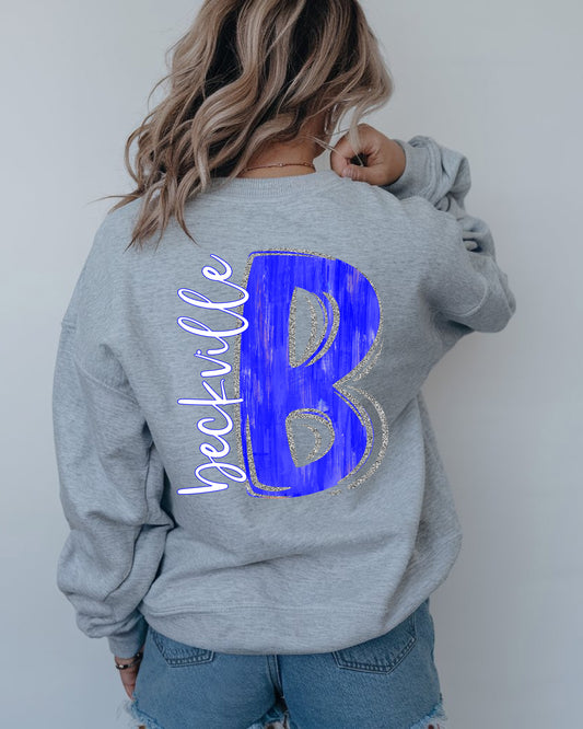 Beckville White Painted Letter B Royal Blue DTF Transfer