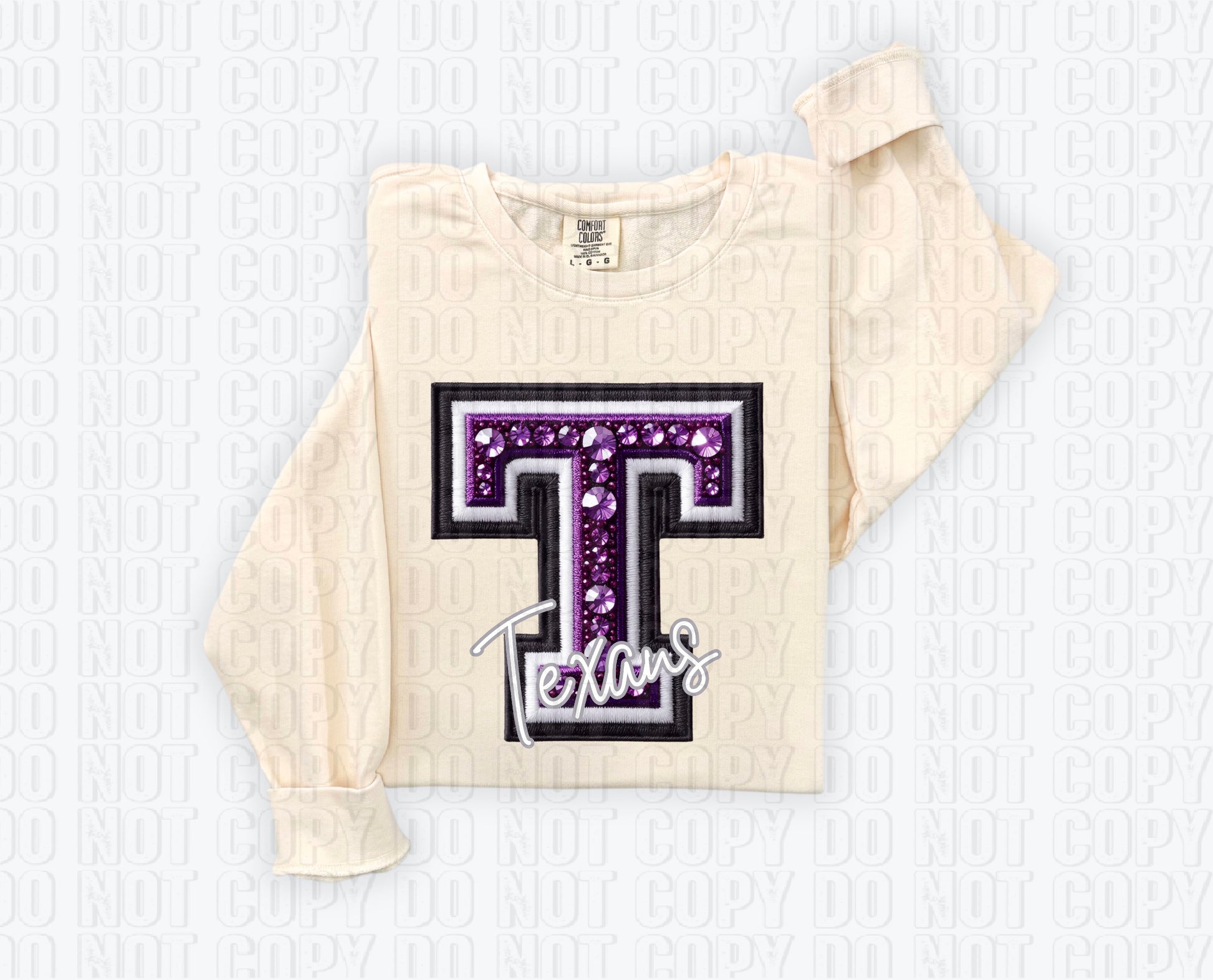 Bedazzled Purple Texans DTF Transfer