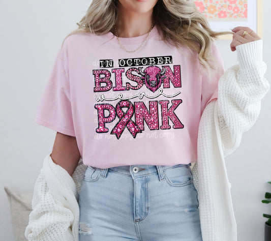 In October Bison Wear Pink Mascot DTF Transfer