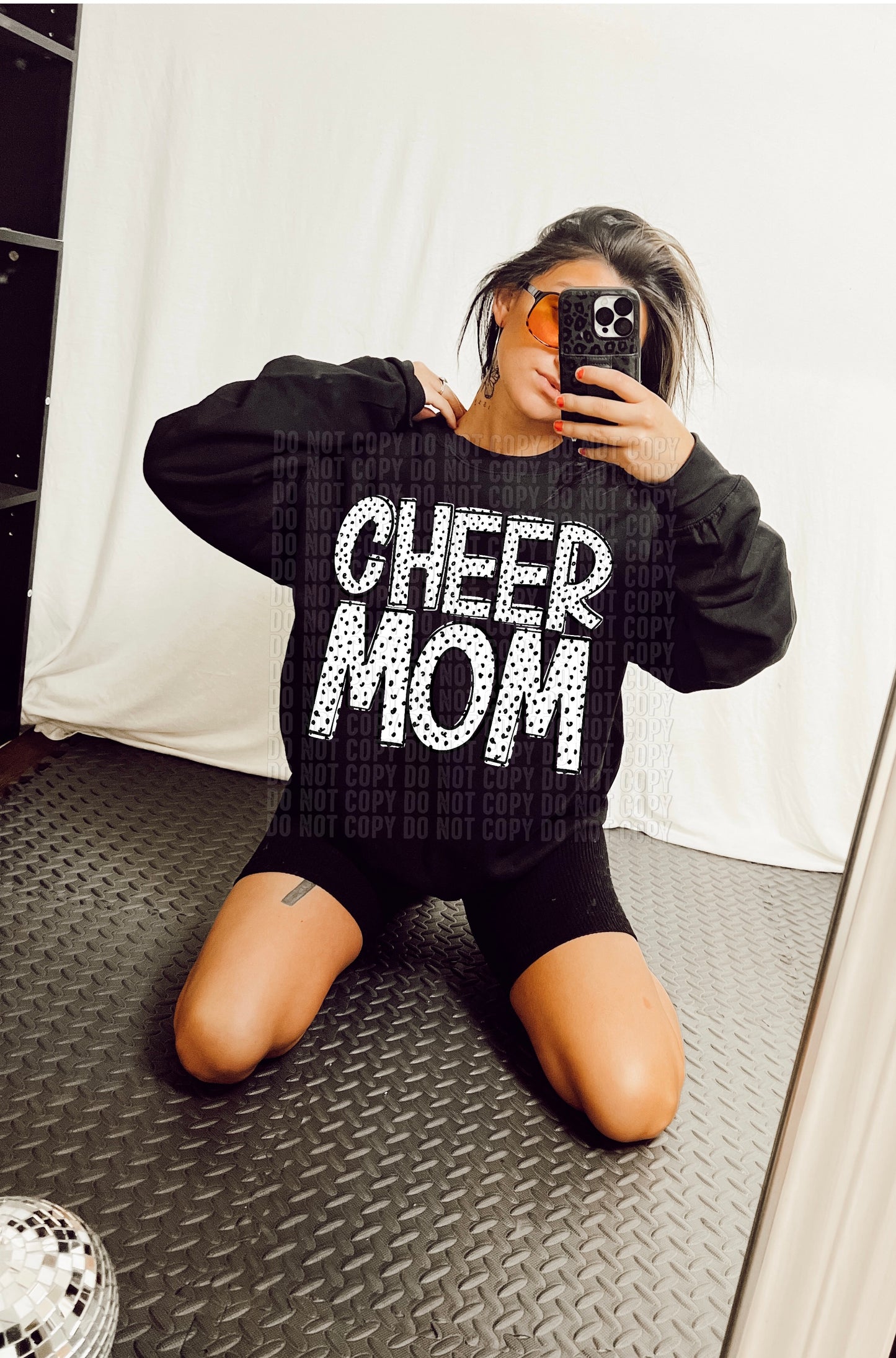 Cheer Mom Black Dottie Loo DTF Transfer