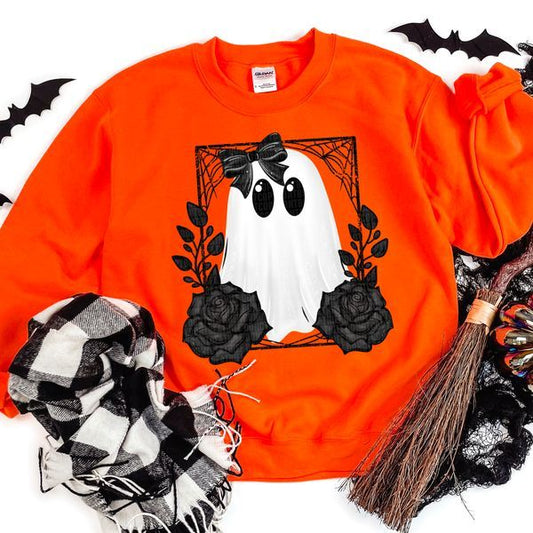 Black White Ghost With Roses DTF Transfer