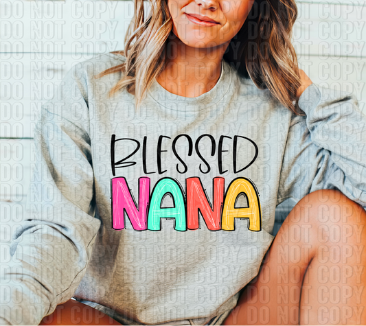 Blessed Nana Bright Handwritten DTF Transfer