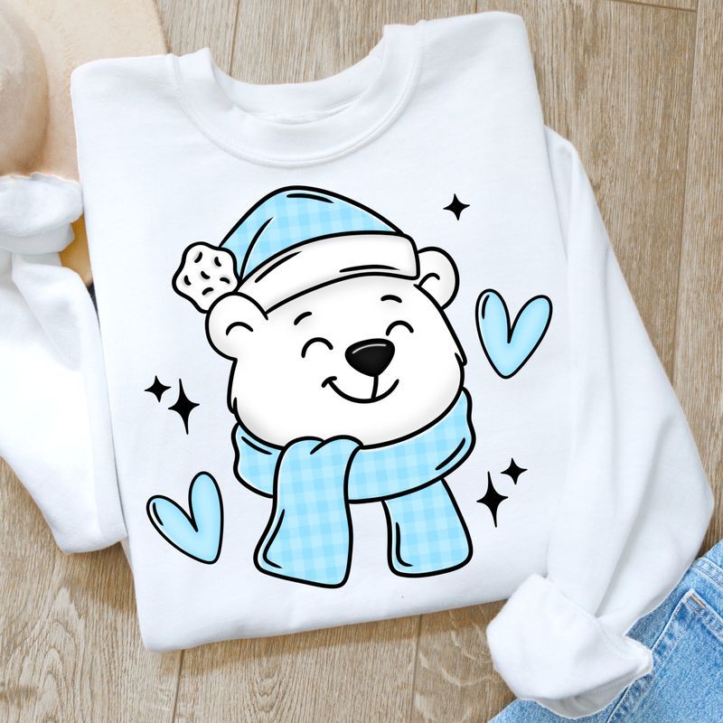 Blue Polar Bear DTF Transfer