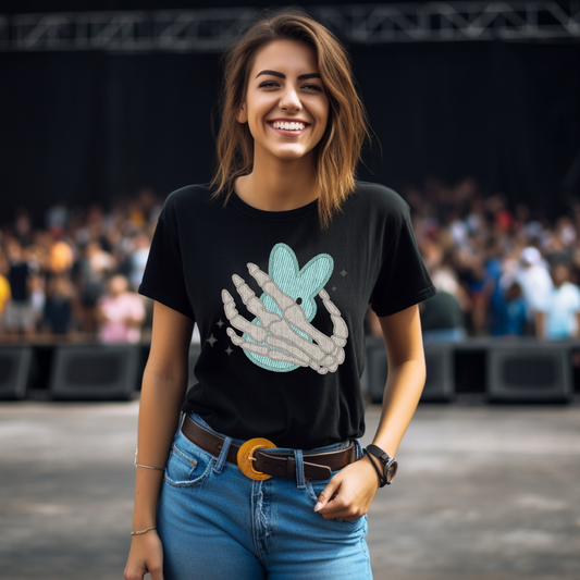Blue Bunny Skeleton DTF Transfer