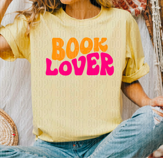 Book Lover Orange Pink Font DTF Transfer