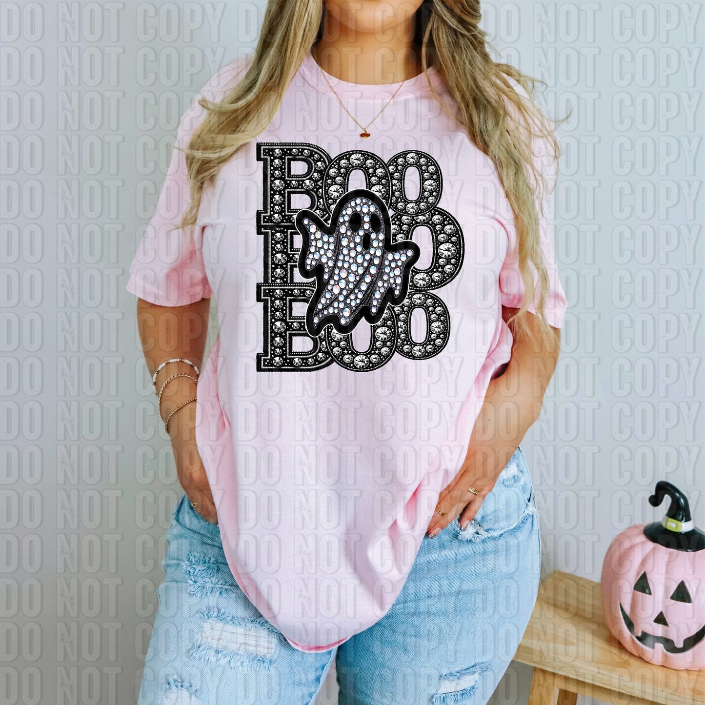 Boo Stacked Rhinestones DTF Transfer