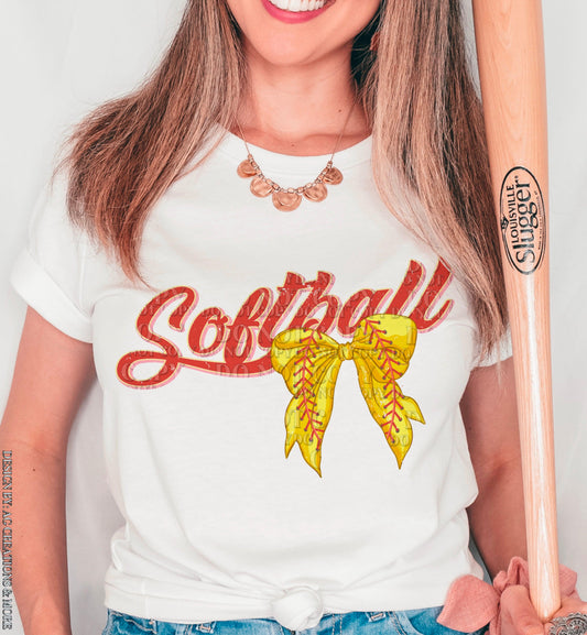 Softball Coquette Bow DTF Transfer