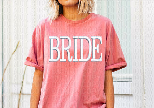 Bride White Faux Embroidery DTF Transfer