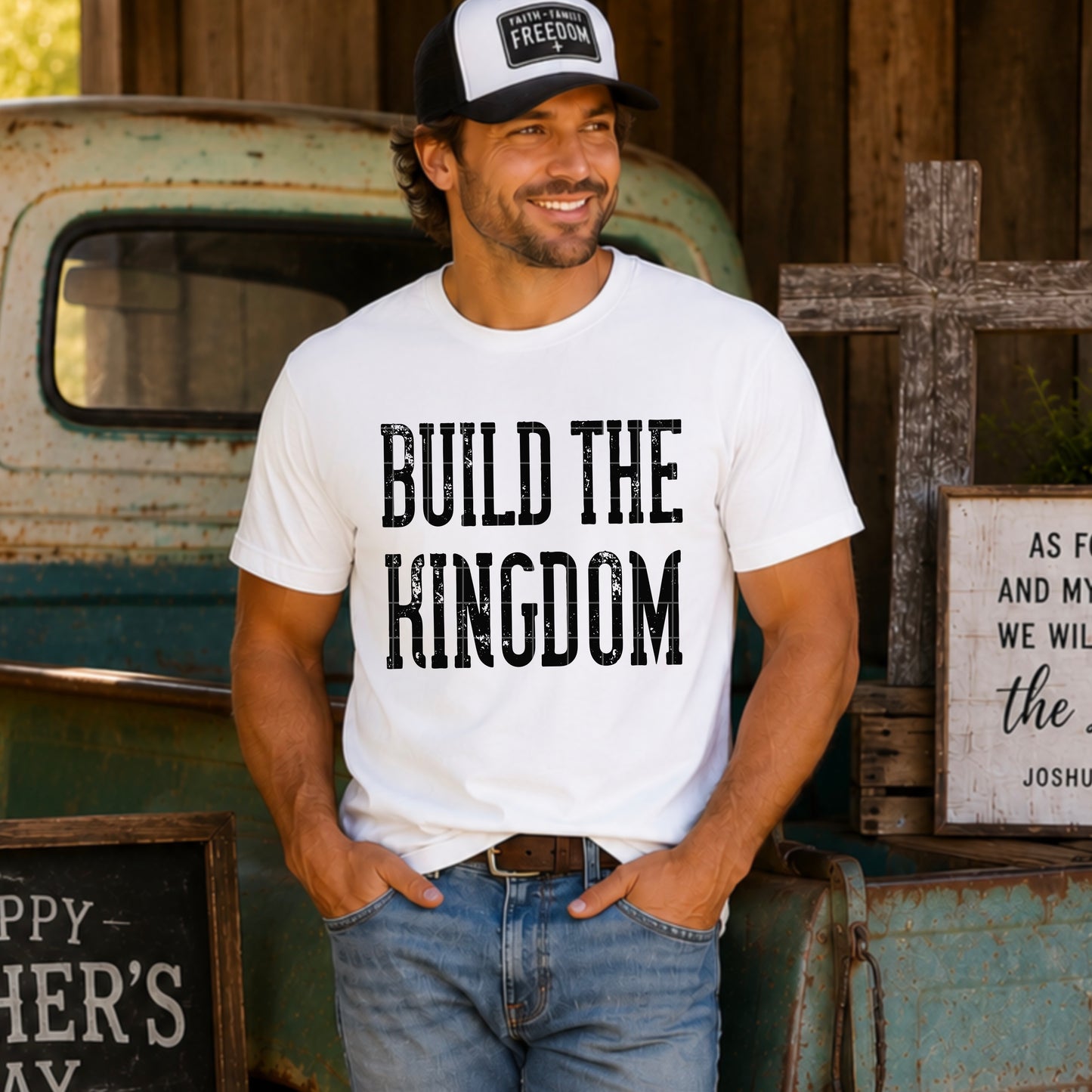 Build The Kingdom Black Font DTF Transfer