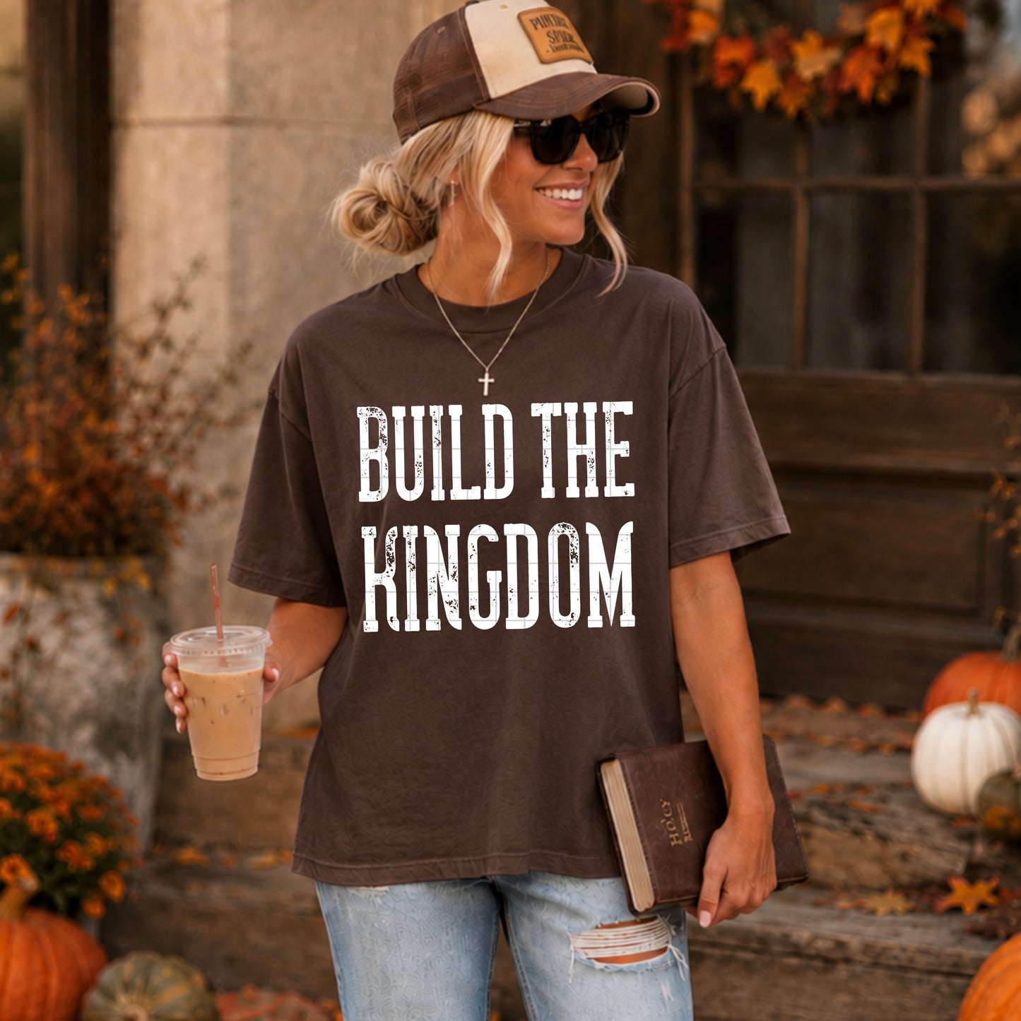 Build The Kingdom White Font DTF Transfer