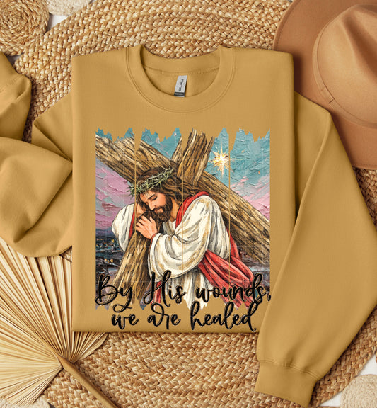 By His Wounds Jesus Cross DTF Transfer